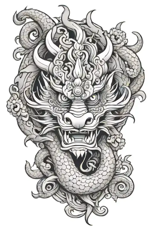 Bali Barong Dragon Intertwined
