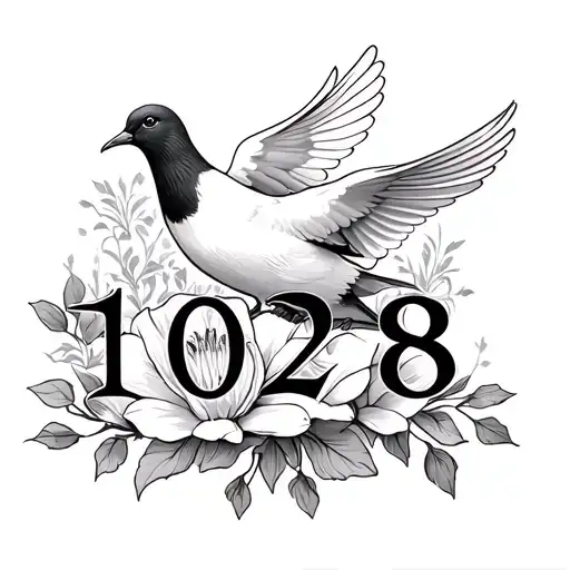 Lilly With A Dove And The Number 1028 In A Fancy Font