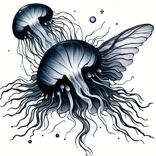Gemini Zodiac Symbol With Jellyfish Floating Gracefully