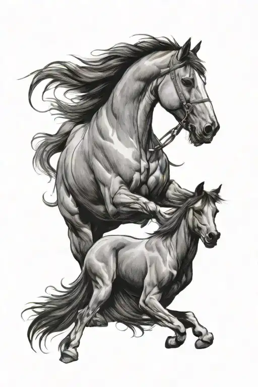 Horse And Dog Surrounded