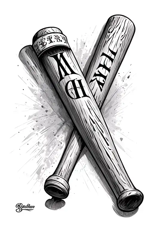 Baseball Bat With Roman Numerals On The Inside On Forearm