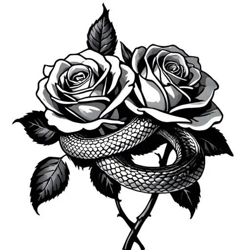 2 Roses And Snake Rraped