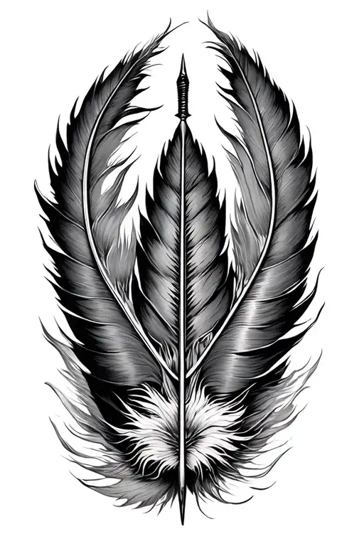 Dart Surrounded By Intricate Feathers