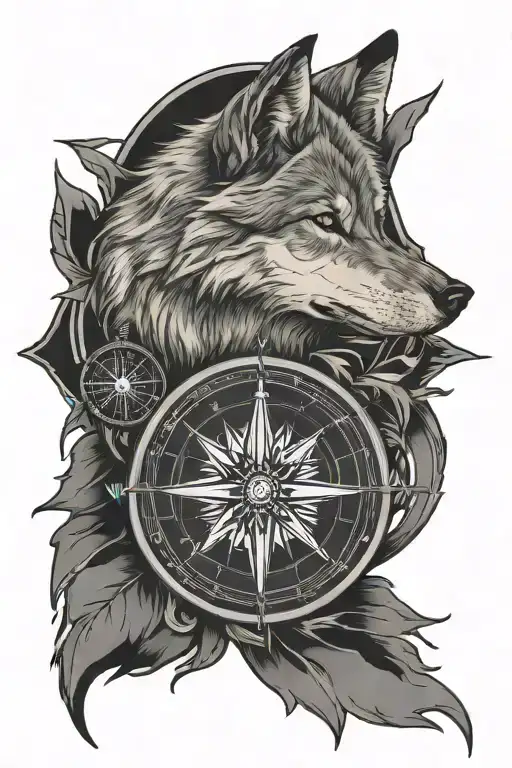 Wolf And Compass Surrounded