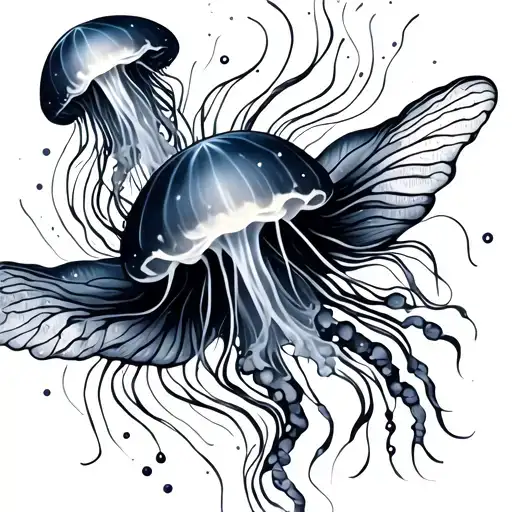 Gemini Zodiac Symbol With Jellyfish Floating Gracefully