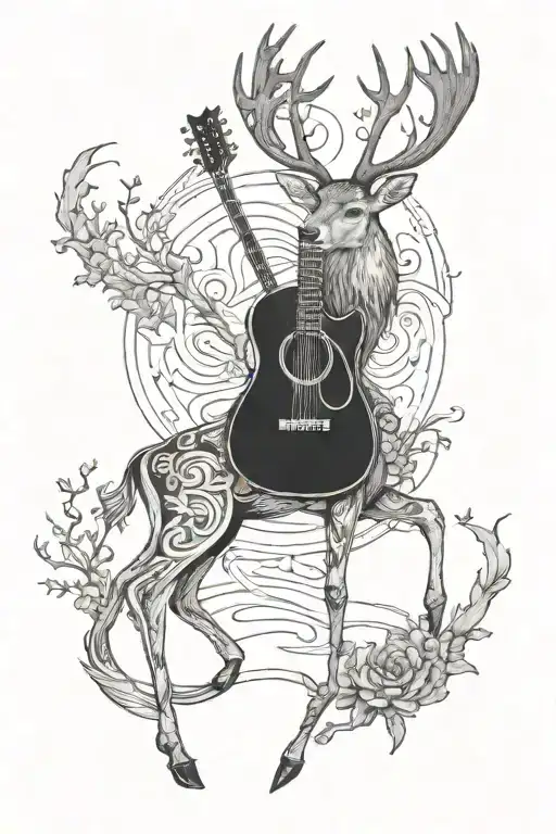 Guitar And A Stag Walking