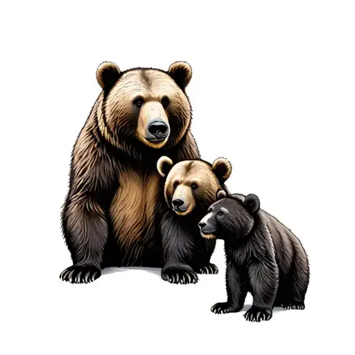 Bear With Cubs