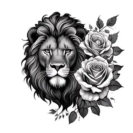 Lion And Roses Growing