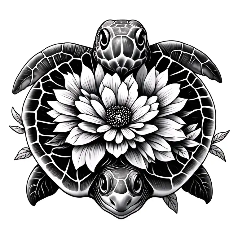 Sea Turtle With Flowers