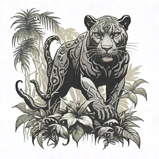 Black Panther In Jungle Temple