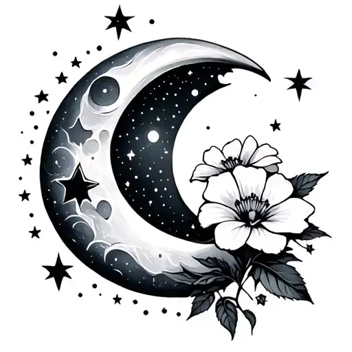 Moon Flowers Stars