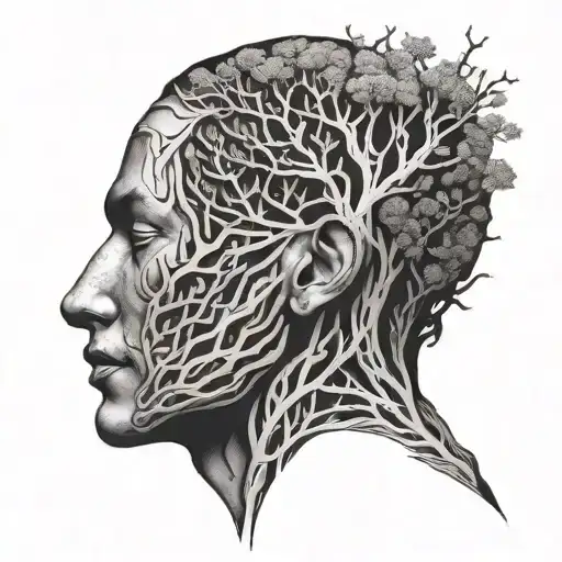 Tree Roots Into Abstract Face Profile