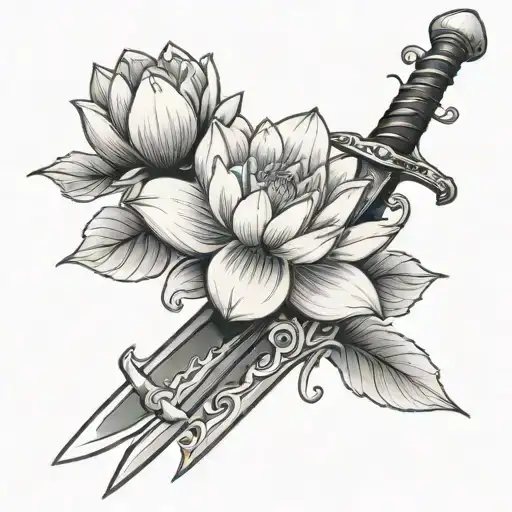 Sword With Lotus Flowers