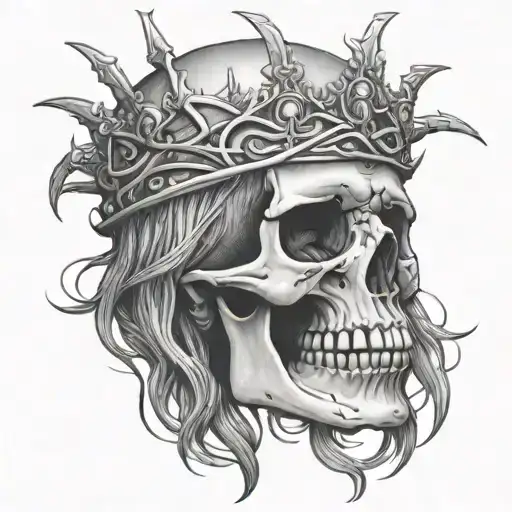 Skull Wearing Jesus's Crown Of Thorns