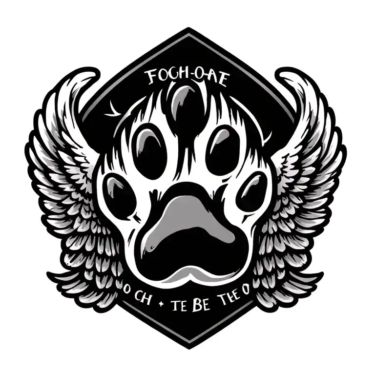 Dog Paw With Angel Wings And Words