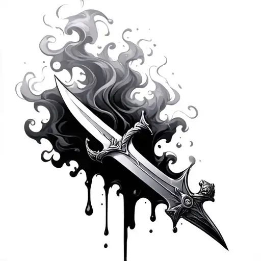 Sword Dripping Black Smoke Rising