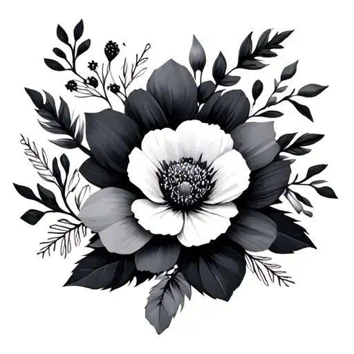 Simple Floral February Birth Flowers Memorial With Geometric Elements