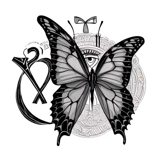 Butterfly's With 111 With A Gemini Symbol And The Eye Of Horus With The Ankh