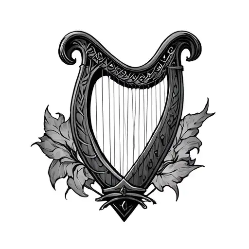 Banshee And Irish Harp Symbol
