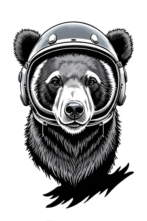 Black Bear Wearing Jet Fighter Helmet