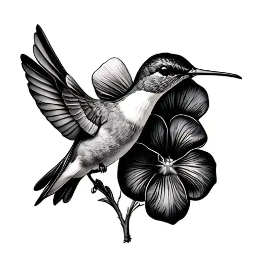 Hummingbird Drinking Out Of A Pansie Flower