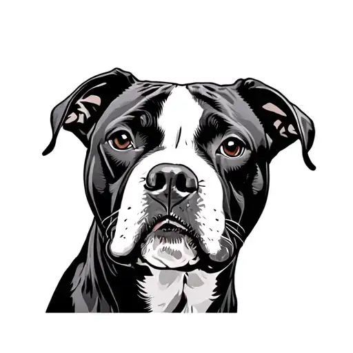 Pitbull Dog Minimal Line Art