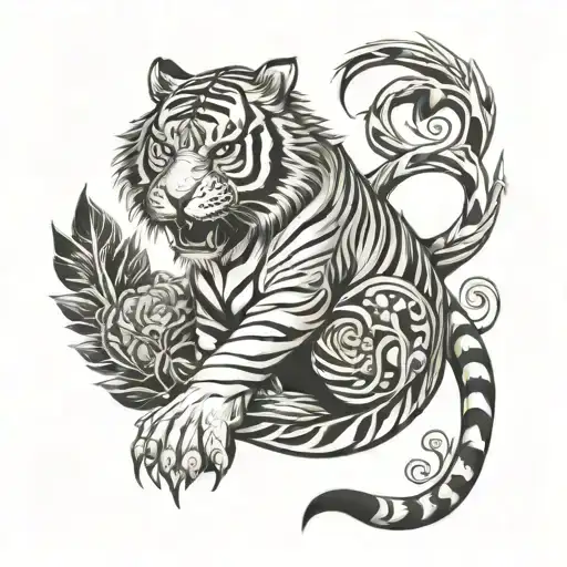 Biomechanical Polynesian Mythical Tiger Tattoo Feral Look