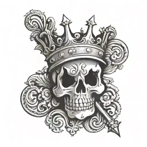 Large Spade Shaped Shadow With A Crown With M Engraved In The Middle