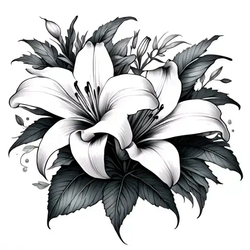 Lily Flowers Wrapped Around Arm Half Sleeve