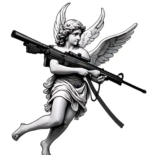 Cupid Angel Holding A Sniper Rifle