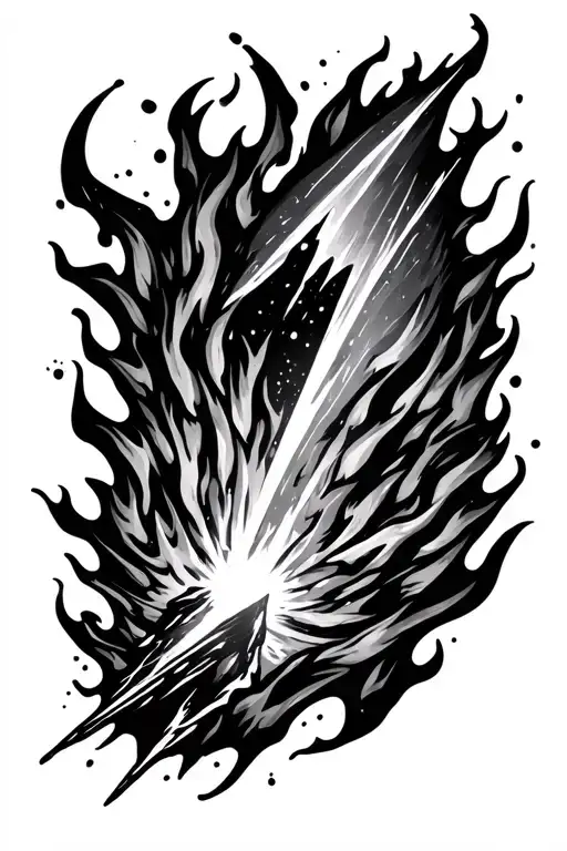 Meteor Falling On Fire Flames