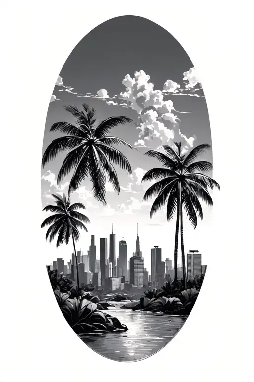 Palm Trees And Skyline