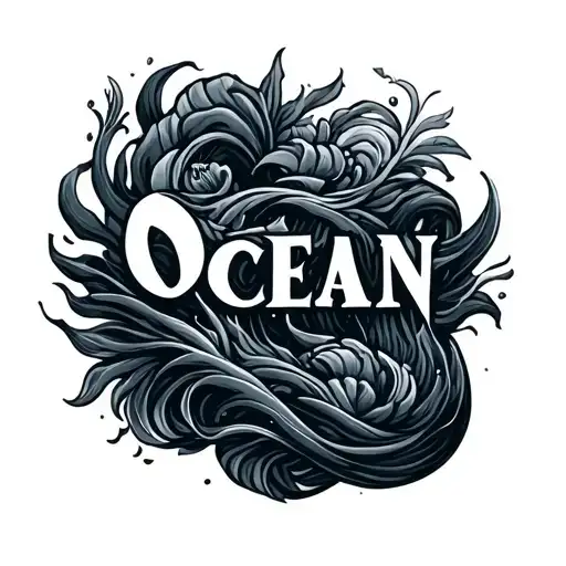 The Word Ocean In Element Writinf