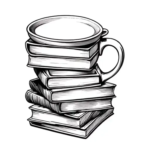 Line Work Coffee Mug With Books