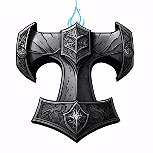 Mjolnir 3D Tattoo Design