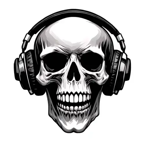 Skull Wearing Headphones