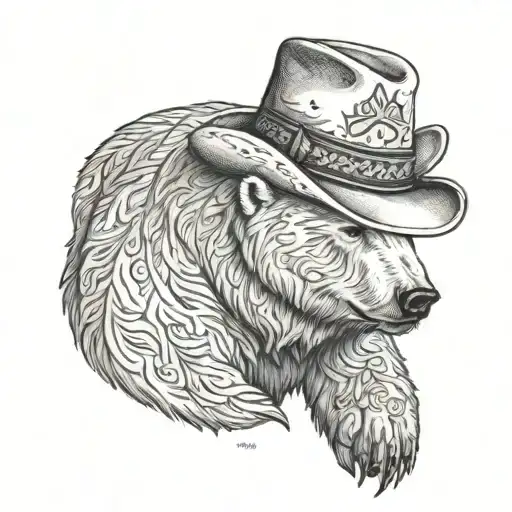 Polar Bear Wearing Cowboy Hat And Holding Rovolvers