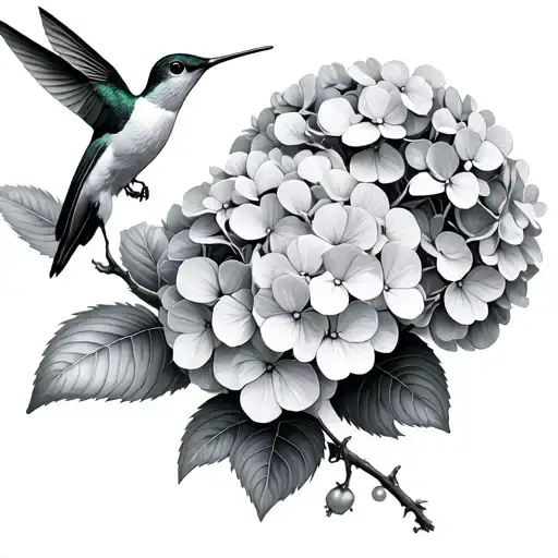 Hydrangea And Hummingbird