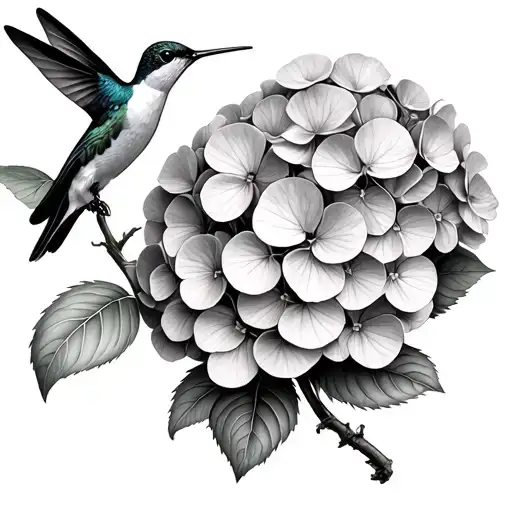 Hydrangea And Hummingbird