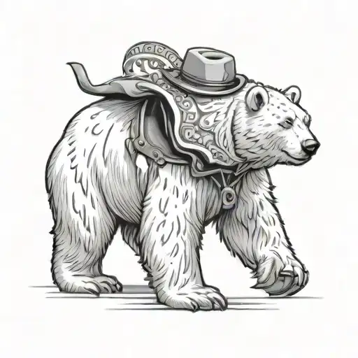 Standing Polar Bear Wearing Cowboy Hat