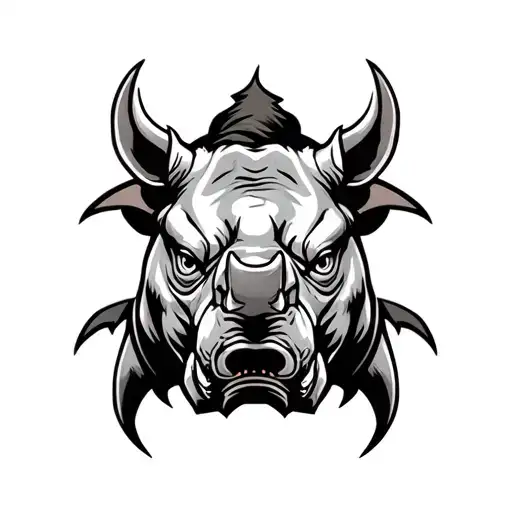 Rhino Head Soldier Tattoo Design Combining