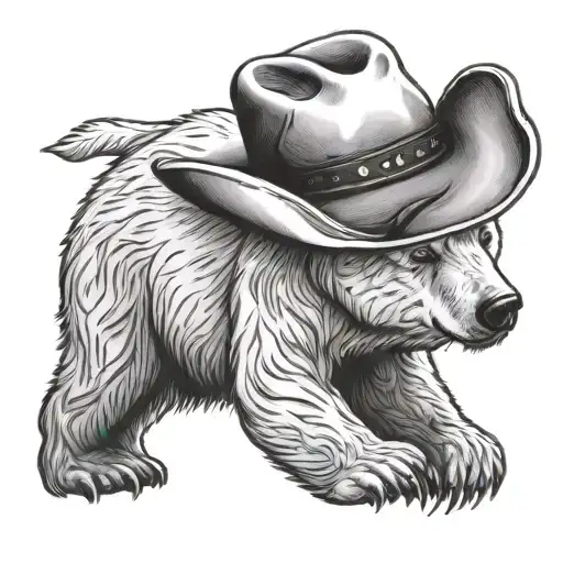 Standing On Back Legs Polar Bear Wearing Cowboy Hat