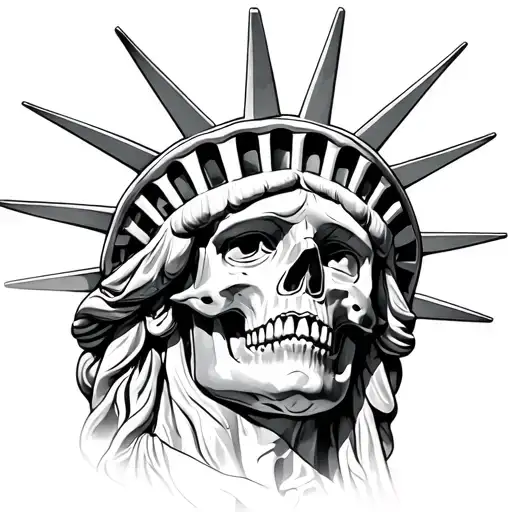 Statue Of Liberty Peeling Into Skull