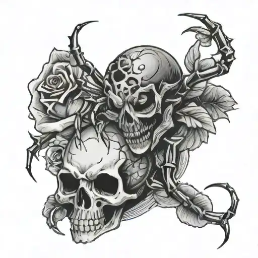 Spider With Rose And Skull