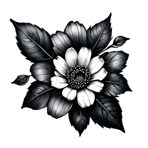 Bracelet Flower Large Black Leaves