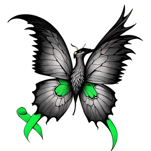 Witchy Phoenix Butterfly Semicolon Green Ribbon Trauma