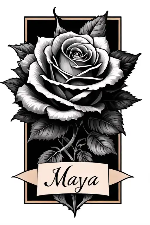 Rose Sleeve Tatto Witth Name Maya