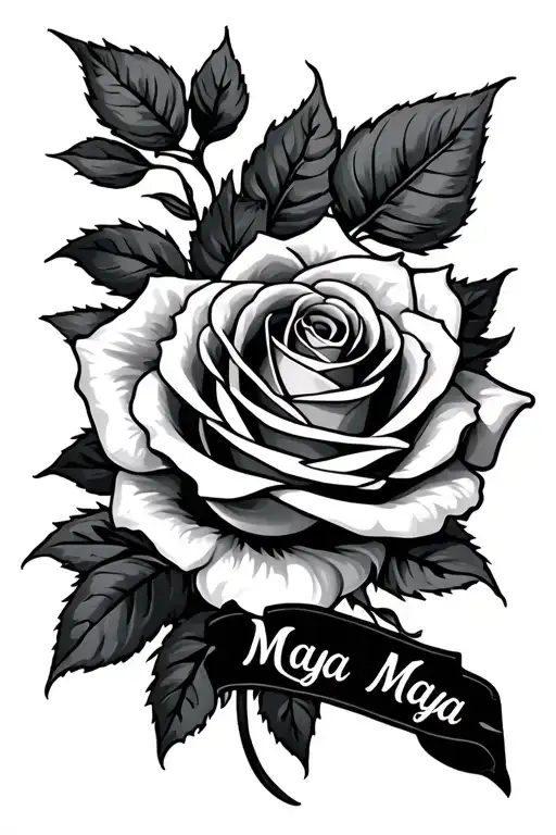 Rose Sleeve Tatto Witth Name Maya