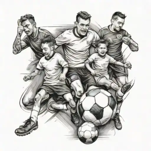 A Family Portrait With Soccer And Photography Elements Integrated