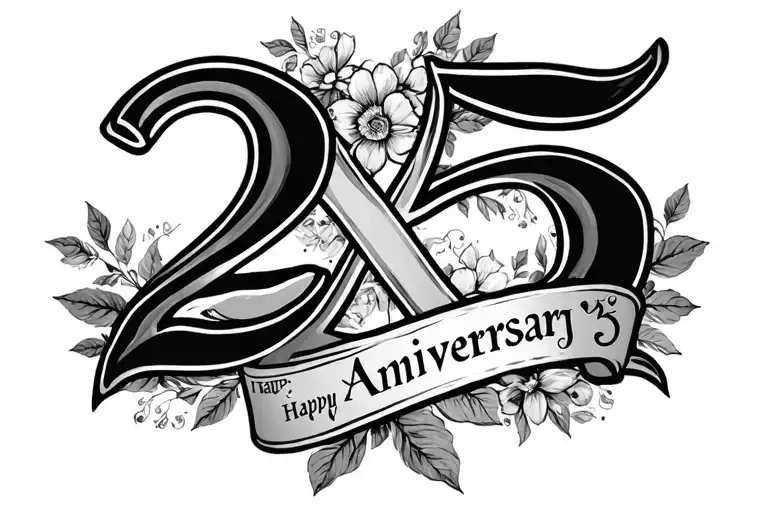 25Th Wedding Anniversary Showing The X